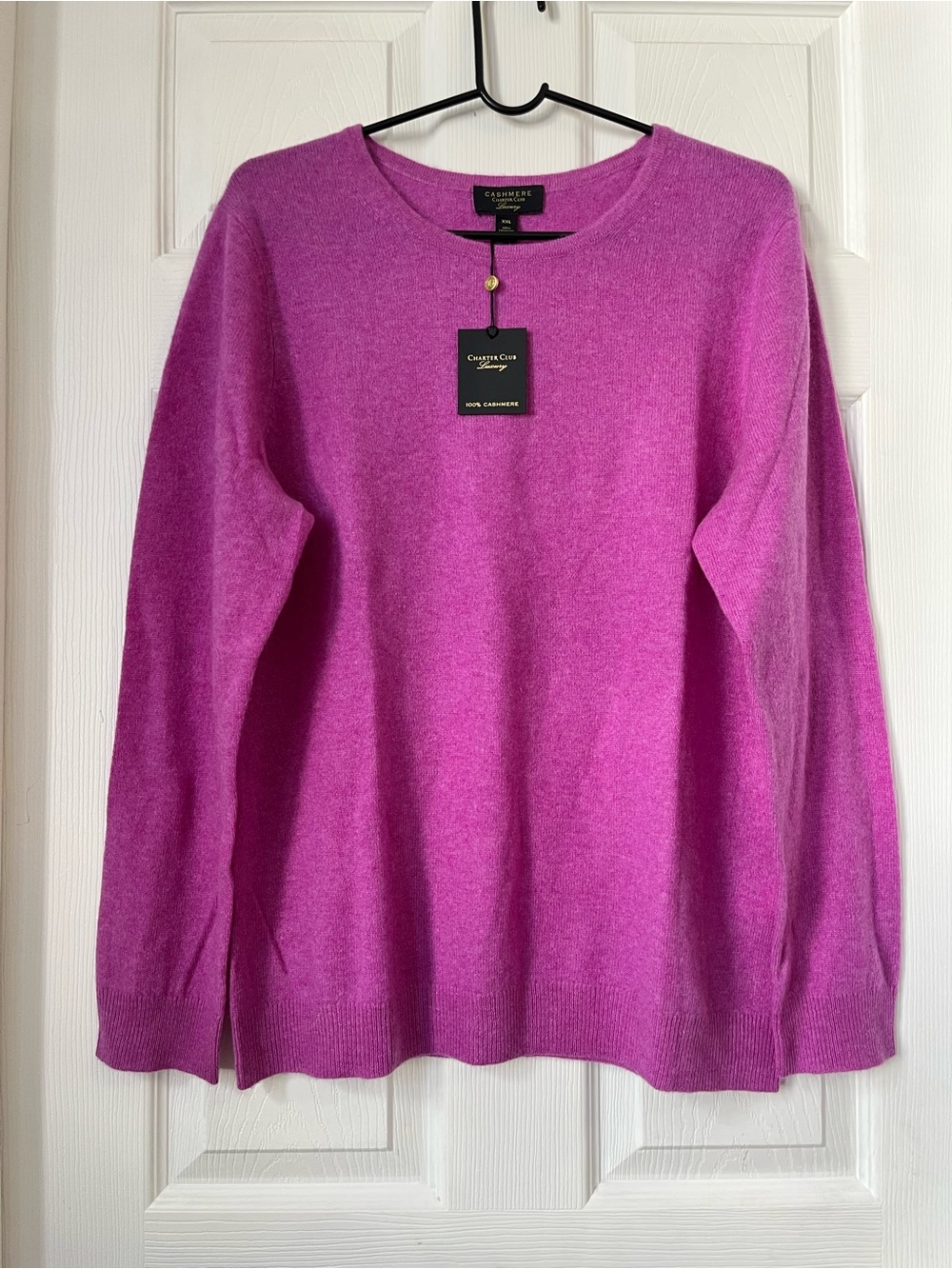 Charter Club Women’s Bright Magenta 100% Cashmere Crewneck Sweater size XXL